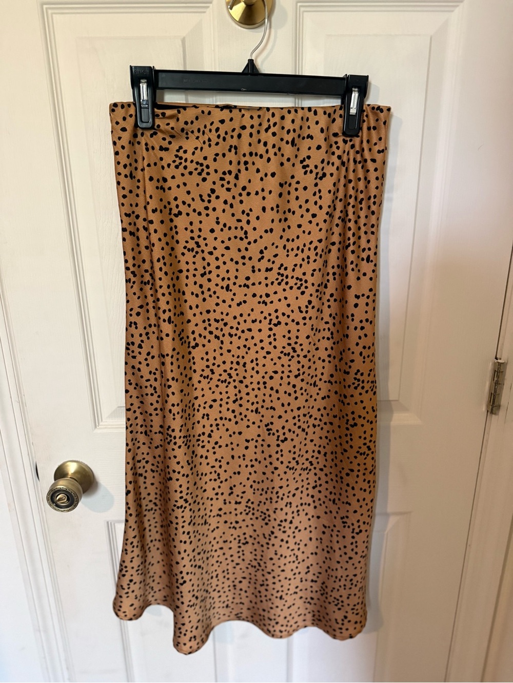 Camel Polka Dot Midi Skirt